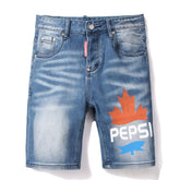 DSQ2 Short Jeans Ripped Patch Slim-fit Stretch Denim Shorts